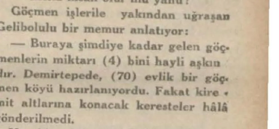 Demirtepe adının gazetede geçtiği satırların yakın çekimi