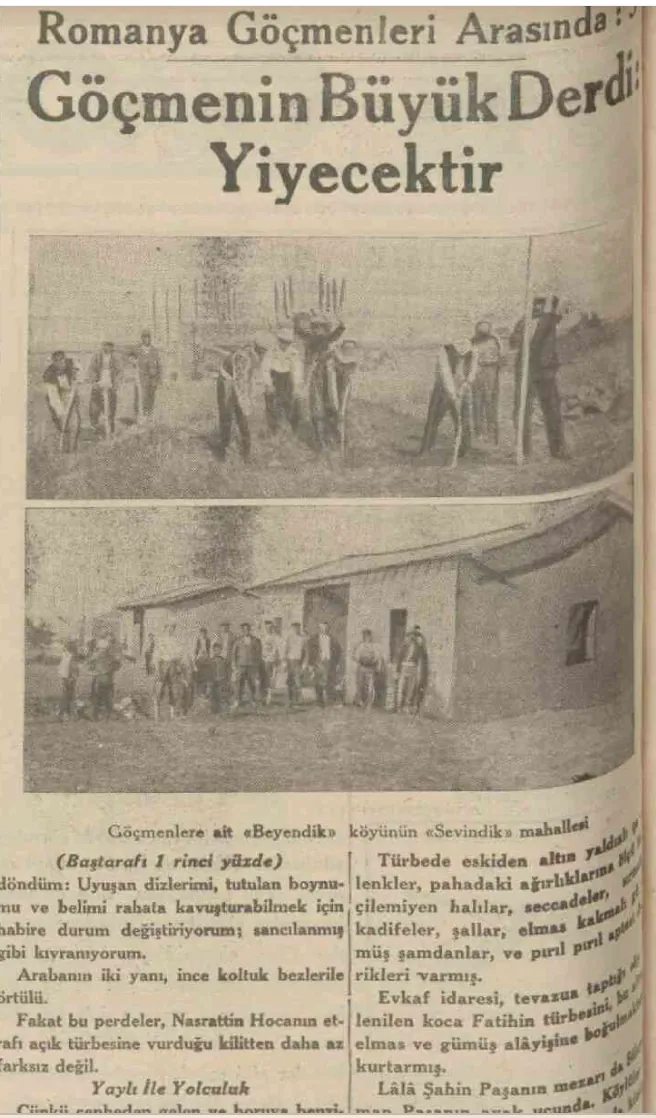 Son Posta, 16 Kasım 1935, sayfa 12 başlık bloğu ve göçmen köyü fotoğrafları