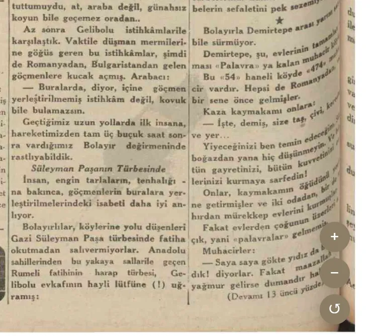 Demirtepe'nin anlatıldığı sütun